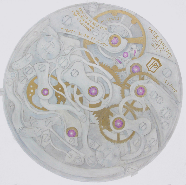 Benoit Rondot - MONTRE PATEK - Technique mixte sur papier marouflé sur toile - 146x146 cm - 2012